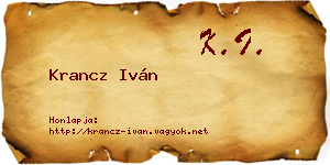 Krancz Iván névjegykártya